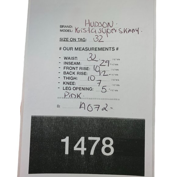 Hudson Krista Super Skinny Womens Jeans Tag 32 Dark Pink Mid-Rise W32xL29 Denim - Picture 11 of 11